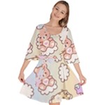 Usheen Carebears, Bears, Cat, Colorful, Cute, Pastel, Pattern Velour Kimono Dress