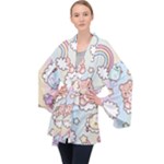 Usheen Carebears, Bears, Cat, Colorful, Cute, Pastel, Pattern Long Sleeve Velvet Kimono 