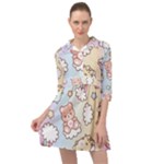 Usheen Carebears, Bears, Cat, Colorful, Cute, Pastel, Pattern Mini Skater Shirt Dress