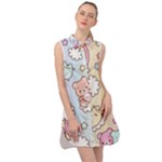 Usheen Carebears, Bears, Cat, Colorful, Cute, Pastel, Pattern Sleeveless Shirt Dress