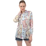 Usheen Carebears, Bears, Cat, Colorful, Cute, Pastel, Pattern Long Sleeve Satin Shirt