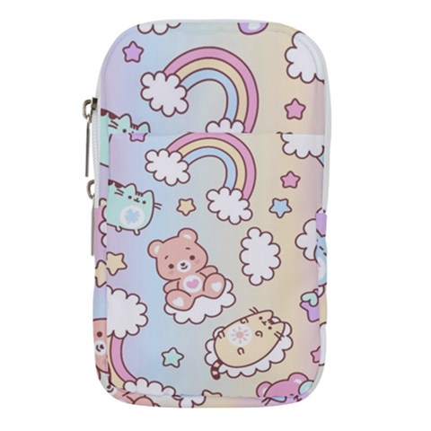 Usheen Carebears, Bears, Cat, Colorful, Cute, Pastel, Pattern Waist Pouch (Large) from ArtsNow.com