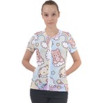 Usheen Carebears, Bears, Cat, Colorful, Cute, Pastel, Pattern Short Sleeve Zip Up Jacket