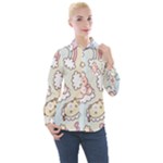 Usheen Carebears, Bears, Cat, Colorful, Cute, Pastel, Pattern Women s Long Sleeve Pocket Shirt