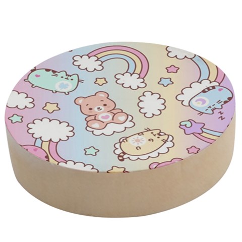 Usheen Carebears, Bears, Cat, Colorful, Cute, Pastel, Pattern Wooden Bottle Opener (Round) from ArtsNow.com