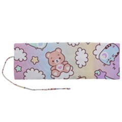 Usheen Carebears, Bears, Cat, Colorful, Cute, Pastel, Pattern Roll Up Canvas Pencil Holder (M) from ArtsNow.com