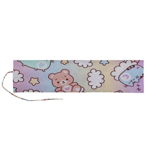 Usheen Carebears, Bears, Cat, Colorful, Cute, Pastel, Pattern Roll Up Canvas Pencil Holder (L) from ArtsNow.com