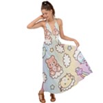 Usheen Carebears, Bears, Cat, Colorful, Cute, Pastel, Pattern Backless Maxi Beach Dress