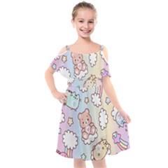 Kids  Cut Out Shoulders Chiffon Dress 