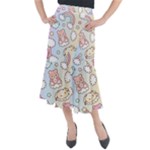 Usheen Carebears, Bears, Cat, Colorful, Cute, Pastel, Pattern Midi Mermaid Skirt