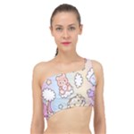 Usheen Carebears, Bears, Cat, Colorful, Cute, Pastel, Pattern Spliced Up Bikini Top 