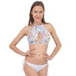 Usheen Carebears, Bears, Cat, Colorful, Cute, Pastel, Pattern Cross Front Halter Bikini Top