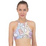 Usheen Carebears, Bears, Cat, Colorful, Cute, Pastel, Pattern Halter Bikini Top