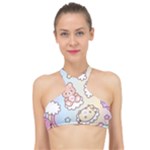 Usheen Carebears, Bears, Cat, Colorful, Cute, Pastel, Pattern High Neck Bikini Top