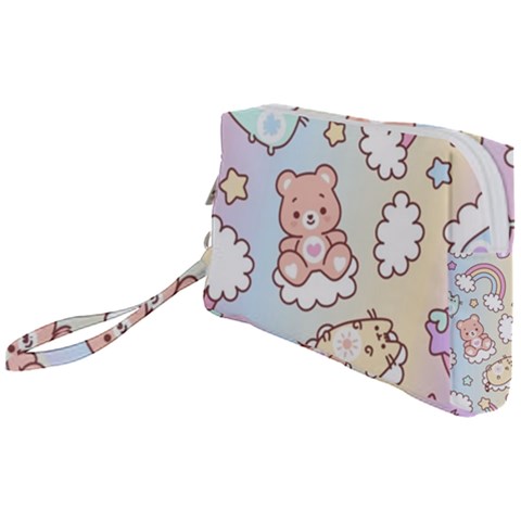 Usheen Carebears, Bears, Cat, Colorful, Cute, Pastel, Pattern Wristlet Pouch Bag (Small) from ArtsNow.com