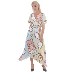 Cross Front Sharkbite Hem Maxi Dress 