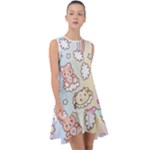 Usheen Carebears, Bears, Cat, Colorful, Cute, Pastel, Pattern Frill Swing Dress