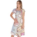 Usheen Carebears, Bears, Cat, Colorful, Cute, Pastel, Pattern Classic Short Sleeve Dress