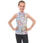 Usheen Carebears, Bears, Cat, Colorful, Cute, Pastel, Pattern Kids  Sleeveless Polo T-Shirt