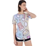 Usheen Carebears, Bears, Cat, Colorful, Cute, Pastel, Pattern Perpetual Short Sleeve T-Shirt