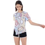 Usheen Carebears, Bears, Cat, Colorful, Cute, Pastel, Pattern Asymmetrical Short Sleeve Sports T-Shirt