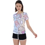 Usheen Carebears, Bears, Cat, Colorful, Cute, Pastel, Pattern Back Circle Cutout Sports T-Shirt