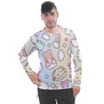 Usheen Carebears, Bears, Cat, Colorful, Cute, Pastel, Pattern Men s Pique Long Sleeve T-Shirt