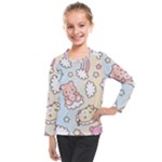 Usheen Carebears, Bears, Cat, Colorful, Cute, Pastel, Pattern Kids  Long Mesh T-Shirt