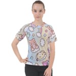 Usheen Carebears, Bears, Cat, Colorful, Cute, Pastel, Pattern Women s Sport Raglan T-Shirt