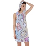 Usheen Carebears, Bears, Cat, Colorful, Cute, Pastel, Pattern Racer Back Hoodie Dress