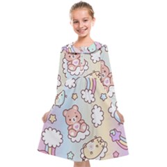 Usheen Carebears, Bears, Cat, Colorful, Cute, Pastel, Pattern Kids  Midi Sailor Dress from ArtsNow.com