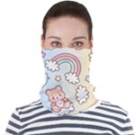 Usheen Carebears, Bears, Cat, Colorful, Cute, Pastel, Pattern Face Seamless Bandana (Adult)