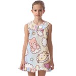 Usheen Carebears, Bears, Cat, Colorful, Cute, Pastel, Pattern Kids  Pilgrim Collar Ruffle Hem Dress