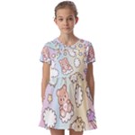 Usheen Carebears, Bears, Cat, Colorful, Cute, Pastel, Pattern Kids  Short Sleeve Pinafore Style Dress