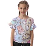 Usheen Carebears, Bears, Cat, Colorful, Cute, Pastel, Pattern Kids  Cut Out Flutter Sleeves