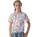 Usheen Carebears, Bears, Cat, Colorful, Cute, Pastel, Pattern Kids  Cuff Sleeve Scrunch Bottom T-Shirt