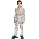 Usheen Carebears, Bears, Cat, Colorful, Cute, Pastel, Pattern Kids  Long Sleeve Velvet Pajamas Set