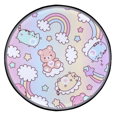 Usheen Carebears, Bears, Cat, Colorful, Cute, Pastel, Pattern Wireless Fast Charger(Black) from ArtsNow.com