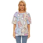 Usheen Carebears, Bears, Cat, Colorful, Cute, Pastel, Pattern Oversized Basic T-Shirt