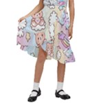 Usheen Carebears, Bears, Cat, Colorful, Cute, Pastel, Pattern Kids  Ruffle Flared Wrap Midi Skirt