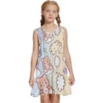 Usheen Carebears, Bears, Cat, Colorful, Cute, Pastel, Pattern Kids  Sleeveless Tiered Mini Dress