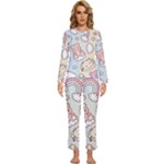 Usheen Carebears, Bears, Cat, Colorful, Cute, Pastel, Pattern Womens  Long Sleeve Lightweight Pajamas Set