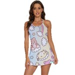 Usheen Carebears, Bears, Cat, Colorful, Cute, Pastel, Pattern 2-in-1 Flare Activity Dress