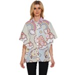 Usheen Carebears, Bears, Cat, Colorful, Cute, Pastel, Pattern Women s Batwing Button Up Shirt