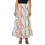 Usheen Carebears, Bears, Cat, Colorful, Cute, Pastel, Pattern Tiered Ruffle Maxi Skirt