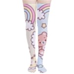 Usheen Carebears, Bears, Cat, Colorful, Cute, Pastel, Pattern Thigh High Stockings