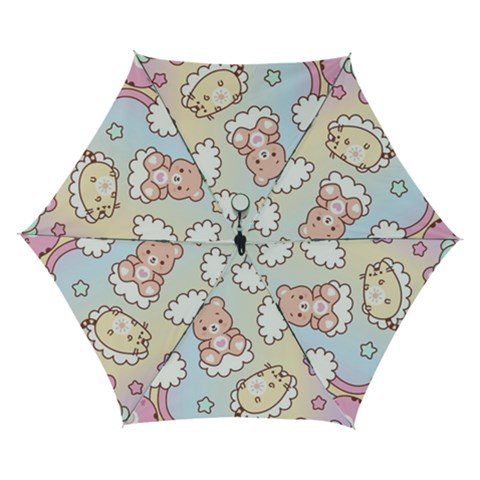 Usheen Carebears, Bears, Cat, Colorful, Cute, Pastel, Pattern Automatic Folding Umbrella with Case (Small) from ArtsNow.com