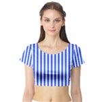 Blue Stripes, Sticker, Stickers Short Sleeve Crop Top