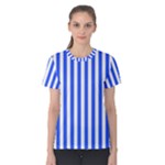 Blue Stripes, Sticker, Stickers Women s Cotton T-Shirt