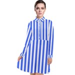 Blue Stripes, Sticker, Stickers Long Sleeve Chiffon Shirt Dress